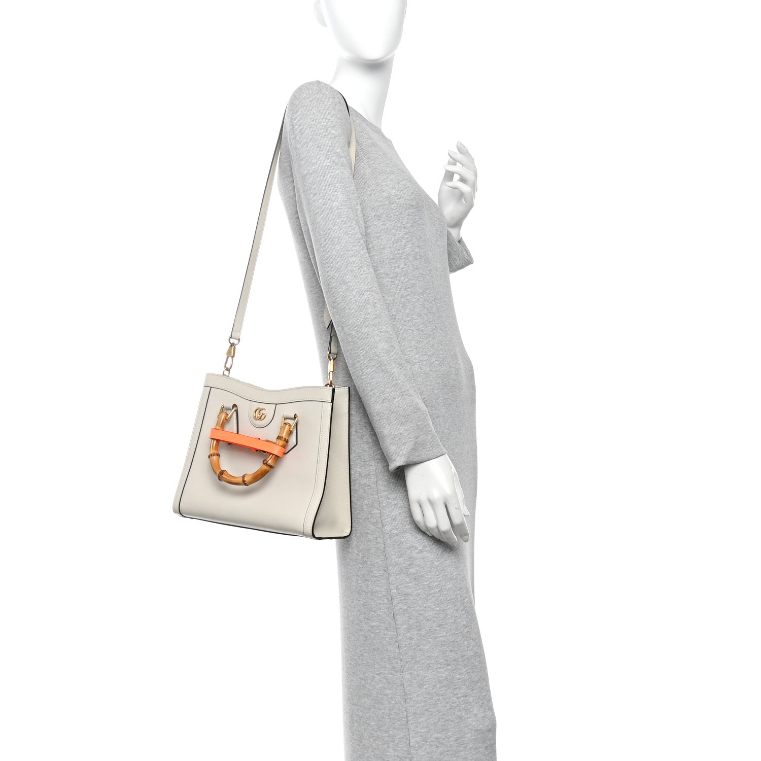 Gucci Wonka Grain Calfskin Small Diana Tote Bag Mystic White 2 of 10