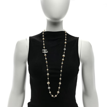 Chanel Pearl Crystal CC Starfall Necklace Silver 2 of 4