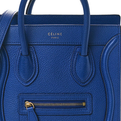 Celine Drummed Calfskin Nano Luggage Indigo 8 of 10