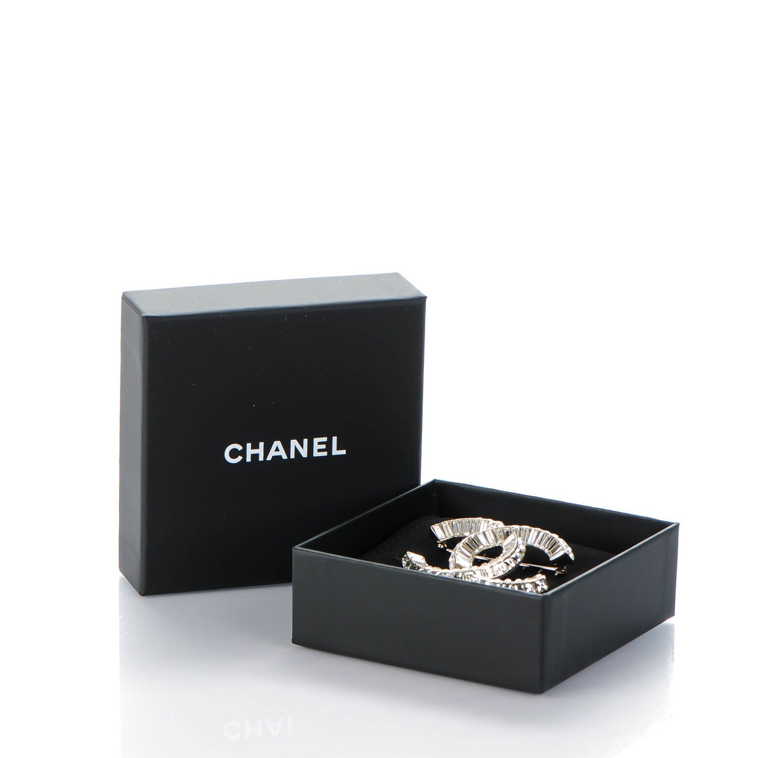 Chanel Baguette Crystal CC Brooch Silver 5 of 5