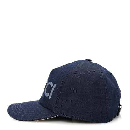 Gucci Lasered Denim Monogram Logo Baseball Hat L Blue 4 of 8