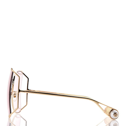 Gucci Metal Oversized Round Sunglasses GG0252S Gold Pink 4 of 9