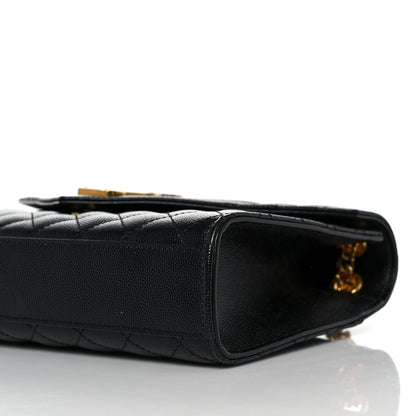 Saint Laurent Grain De Poudre Textured Mixed Matelasse Triquilt Medium Monogram Satchel Black 8 of 8