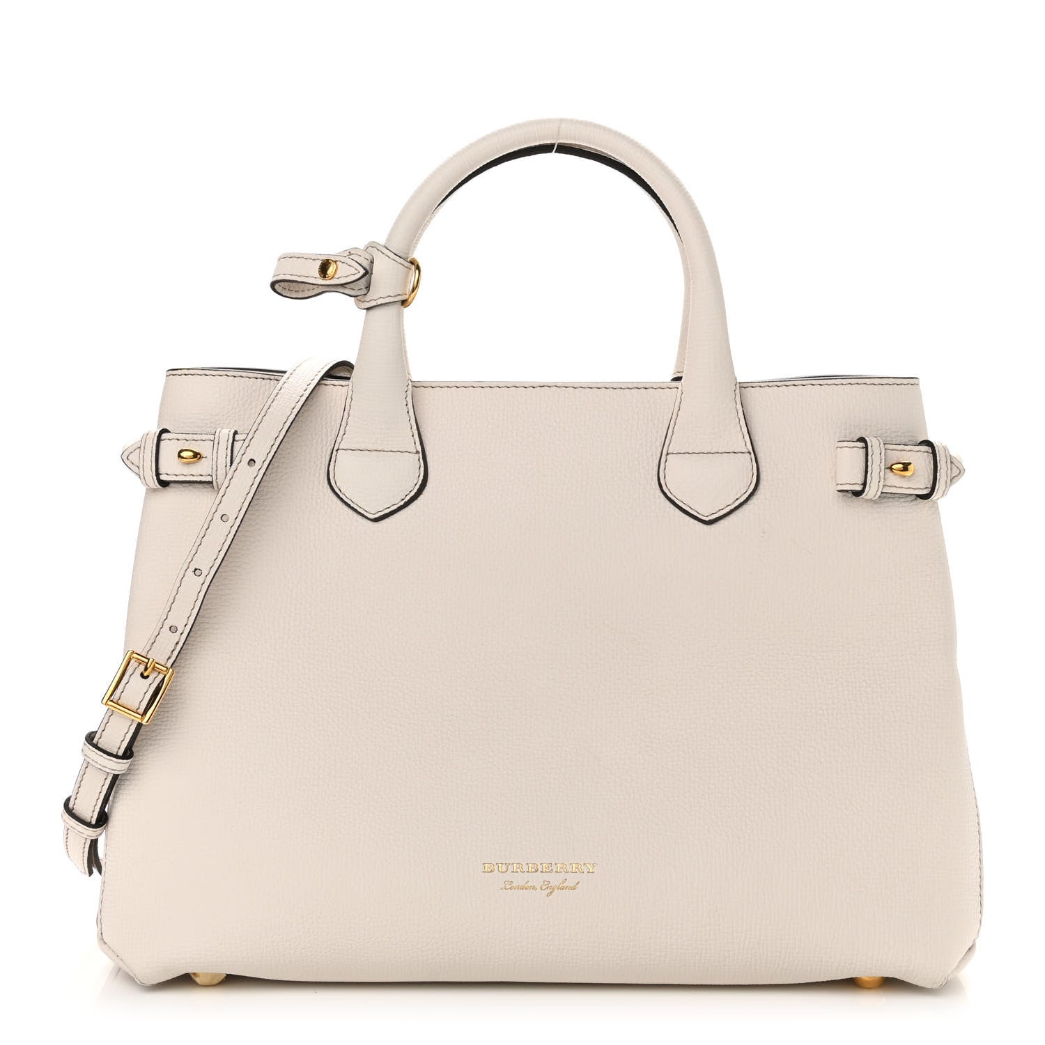 Burberry Derby Calfskin House Check Medium Banner Tote Beige 1 of 10
