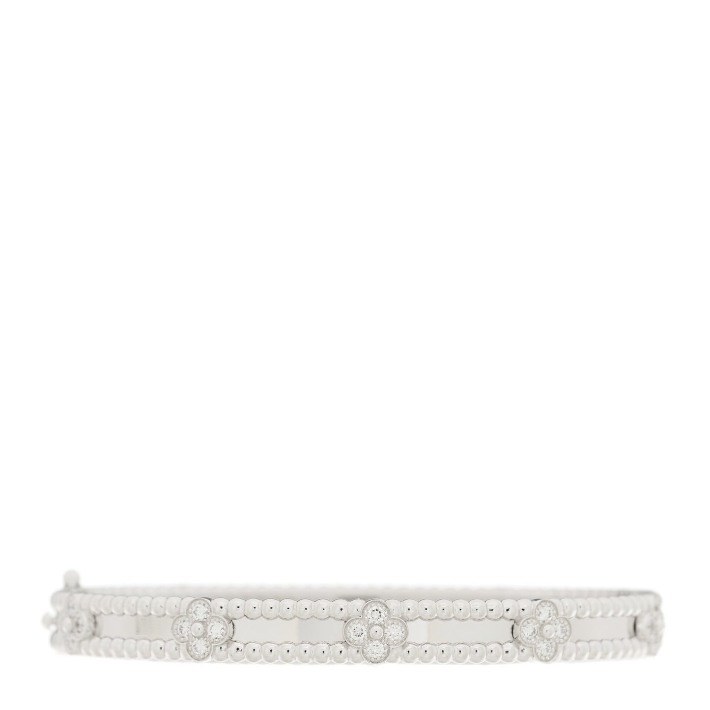18K White Gold Diamond Perlee Sweet Clovers Bracelet S