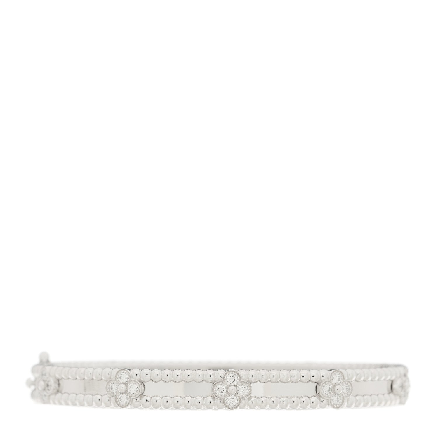 Van Cleef & Arpels 18K White Gold Diamond Perlee Sweet Clovers Bracelet S 1 of 4