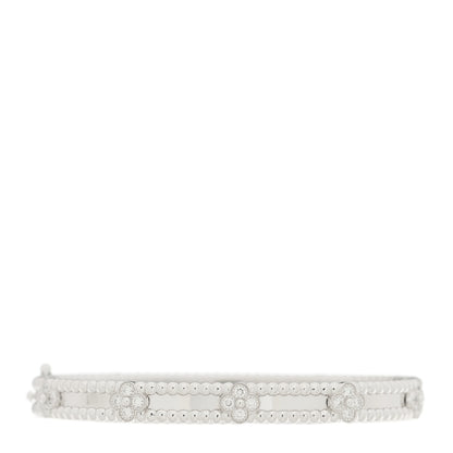 Van Cleef & Arpels 18K White Gold Diamond Perlee Sweet Clovers Bracelet S 1 of 4
