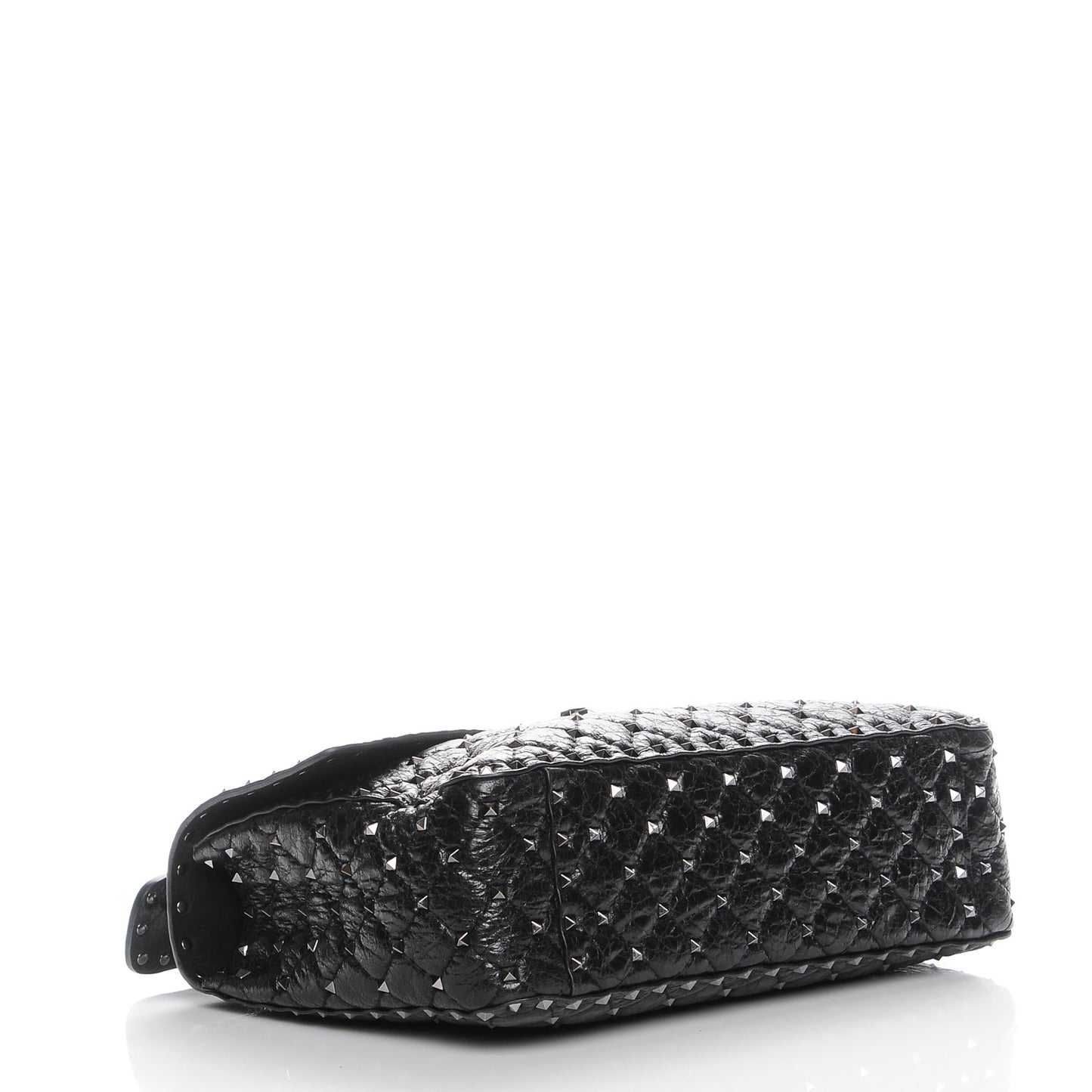Lambskin Medium Rockstud Spike Shoulder Bag Black