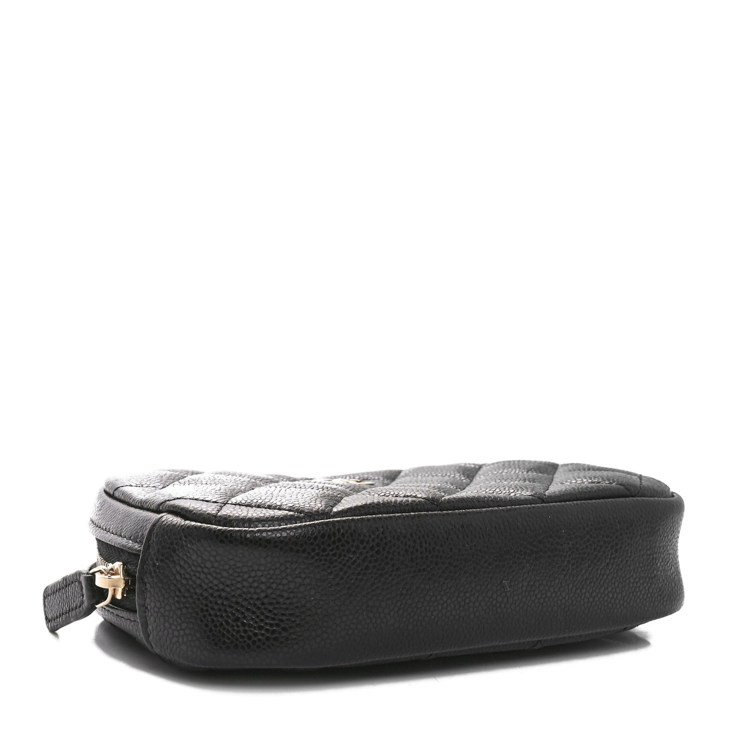 Caviar Quilted Small Curvy Pouch Cosmetic Case Black