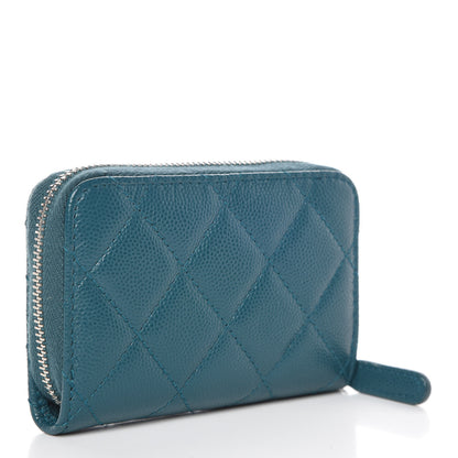 Chanel Caviar Quilted Zip Coin Purse Dark Turquoise 3 of 10