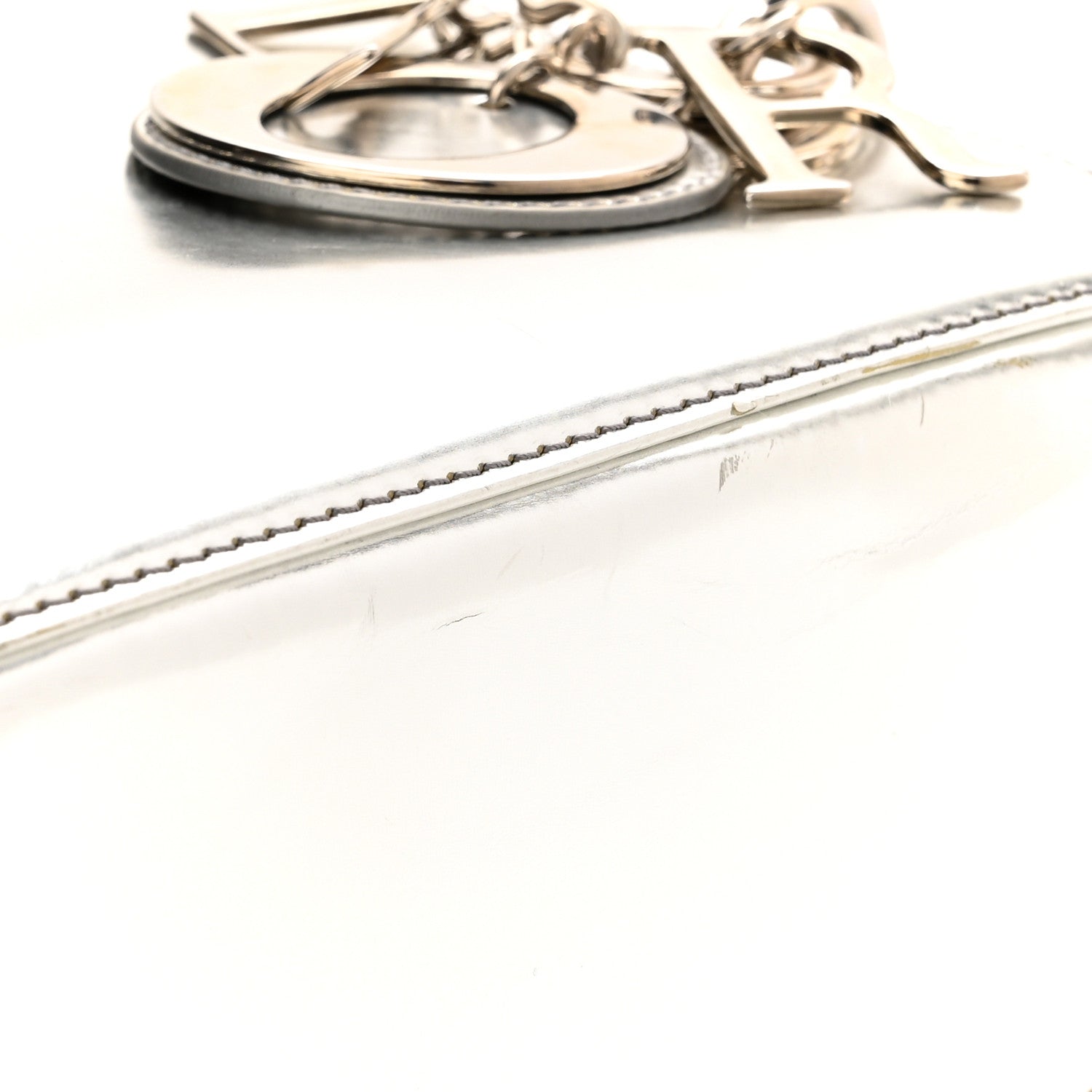 Christian Dior Metallic Patent Calfskin Medium Lady Dior Silver 13 of 15