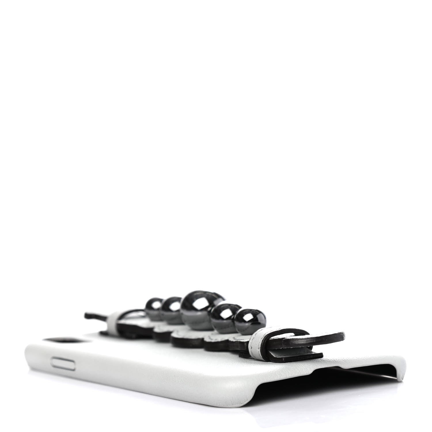 Fendi Calfskin Scalloped Studded Pearl iPhone X Case Grey 4 of 4
