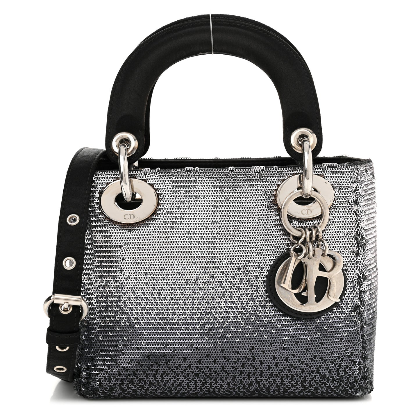 Satin Sequin Gradient Mini Lady Dior Black Silver