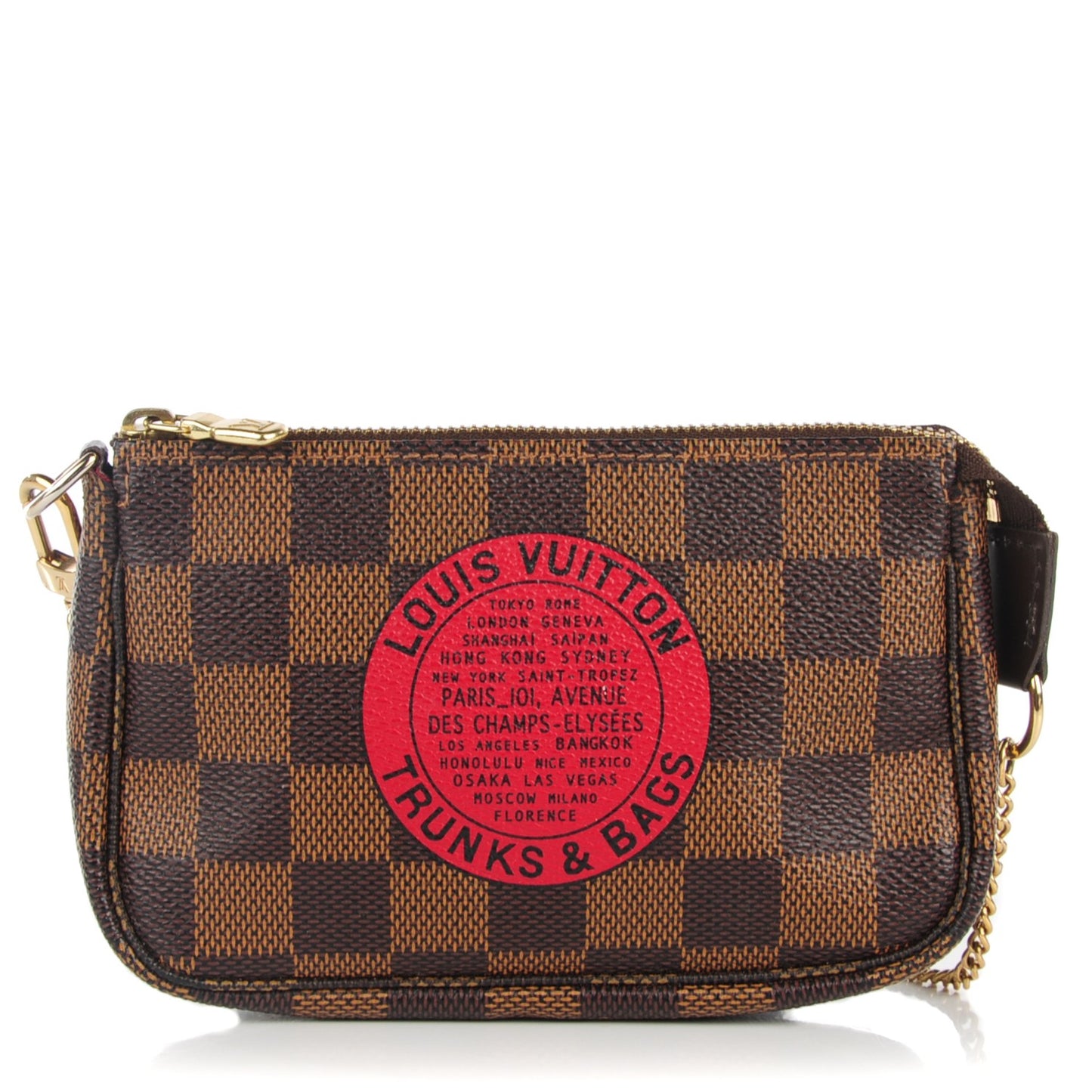 Damier Ebene Complice Trunks and Bags Mini Pochette Accessories Red