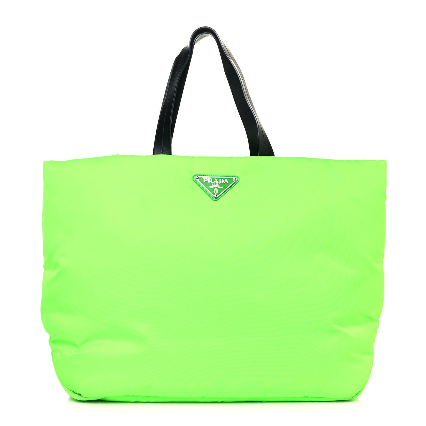 Tessuto Nylon Soft Padded Medium Shopping Tote Verde Fluo