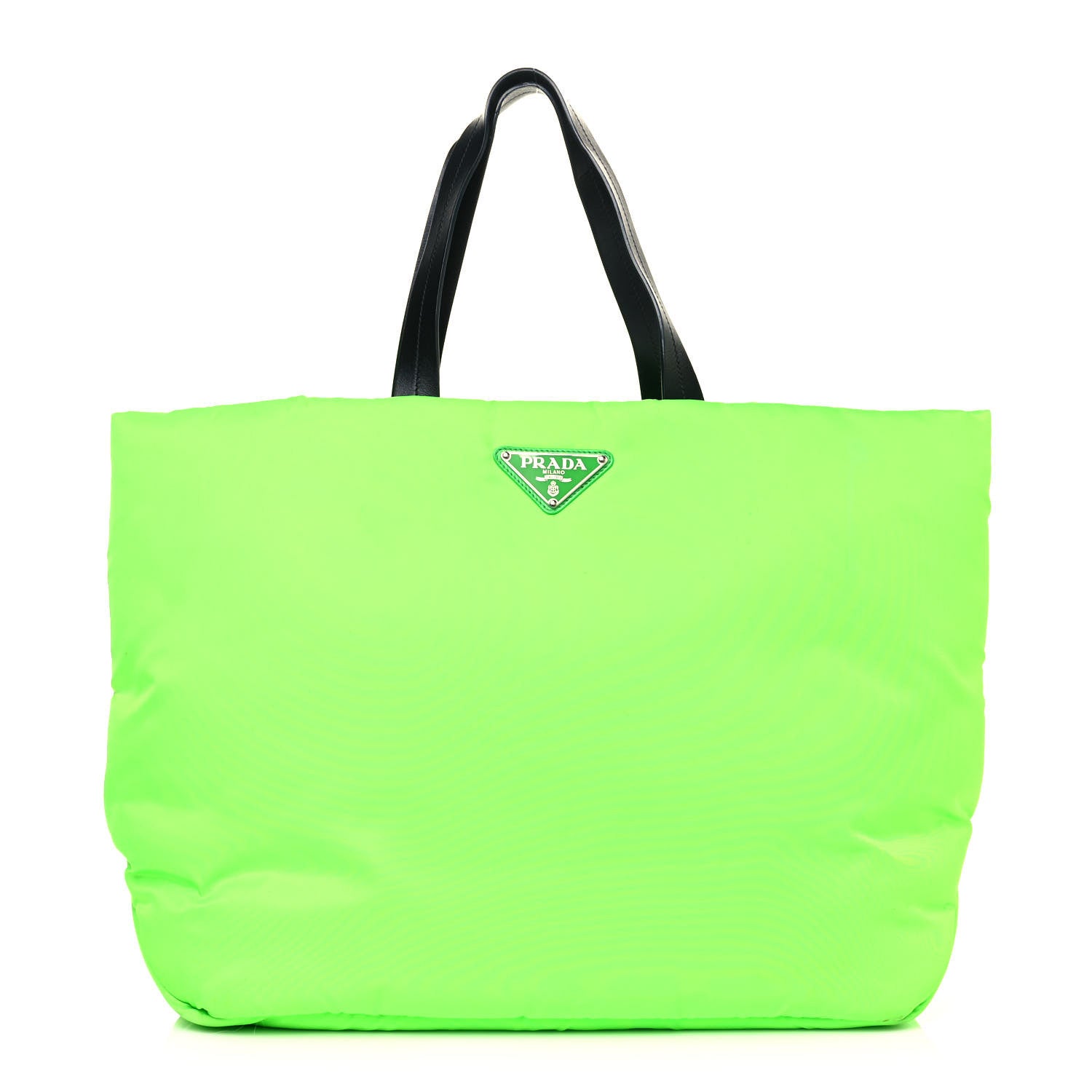 Prada Tessuto Nylon Soft Padded Medium Shopping Tote Verde Fluo 1 of 13