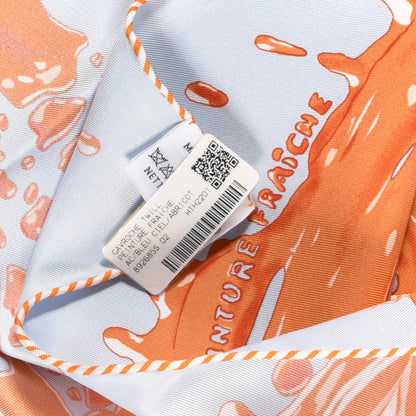 Hermes Silk Peinture Fraiche Scarf 45 Bleu Ciel Abricot 5 of 5