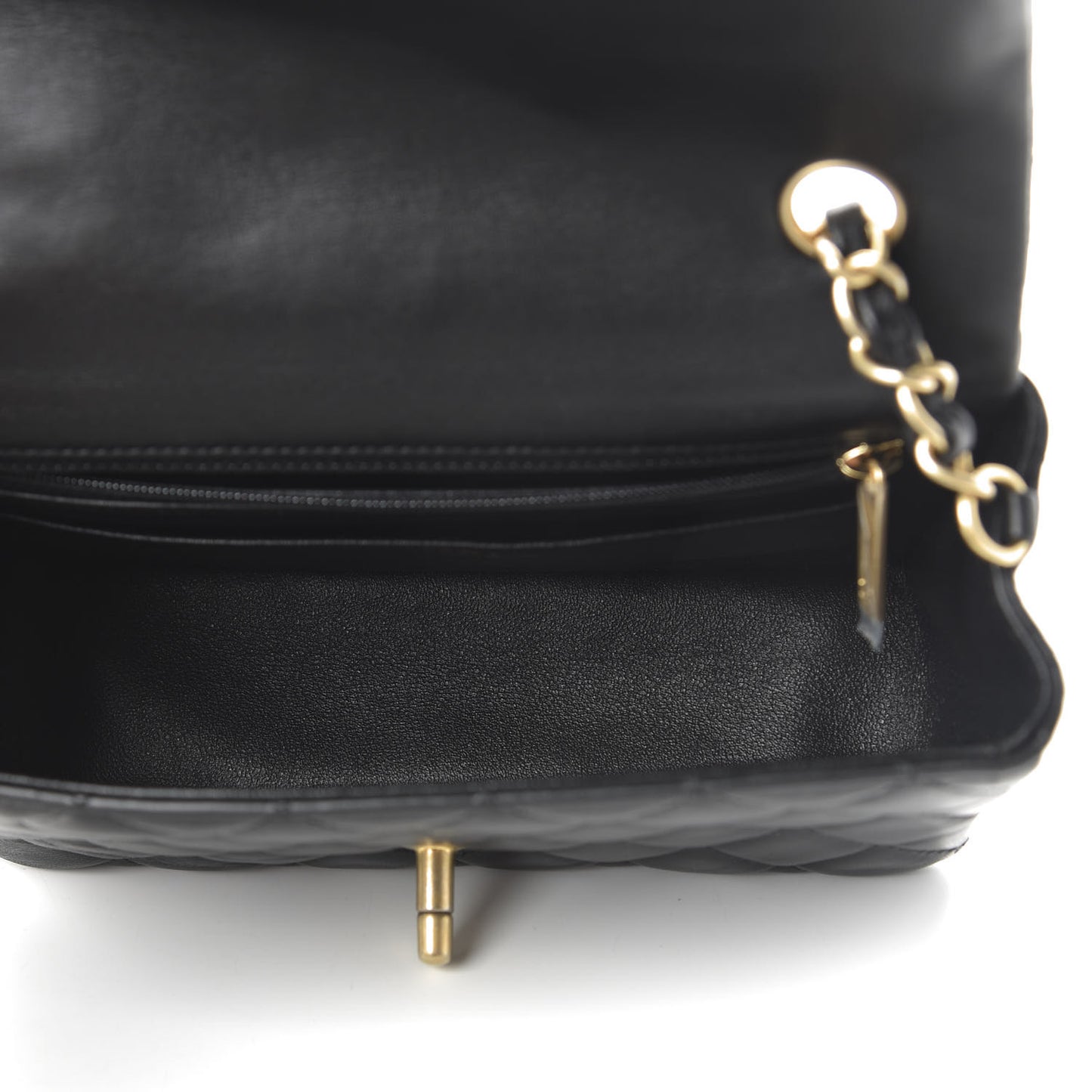 Lambskin Quilted Mini Rectangular Flap Black
