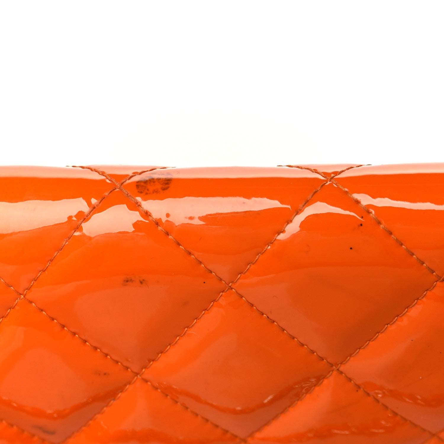 Chanel Patent Quilted Clutch with Chain Flap Orange 15 of 15