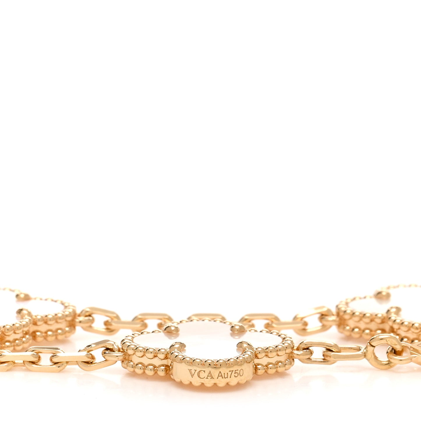 18K Yellow Gold Mother of Pearl 5 Motifs Vintage Alhambra Bracelet