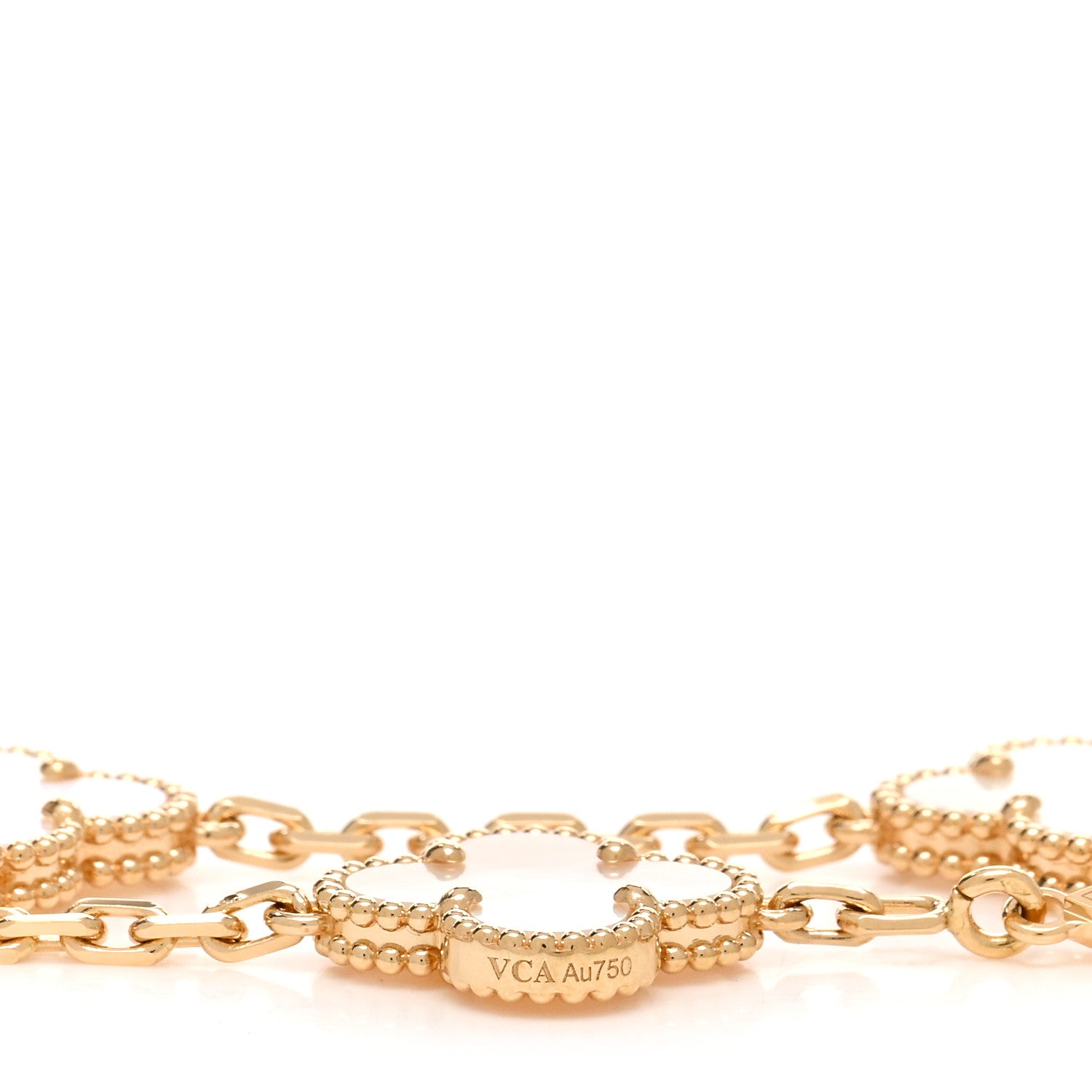 Van Cleef & Arpels 18K Yellow Gold Mother of Pearl 5 Motifs Vintage Alhambra Bracelet 3 of 5