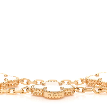 Van Cleef & Arpels 18K Yellow Gold Mother of Pearl 5 Motifs Vintage Alhambra Bracelet 3 of 5