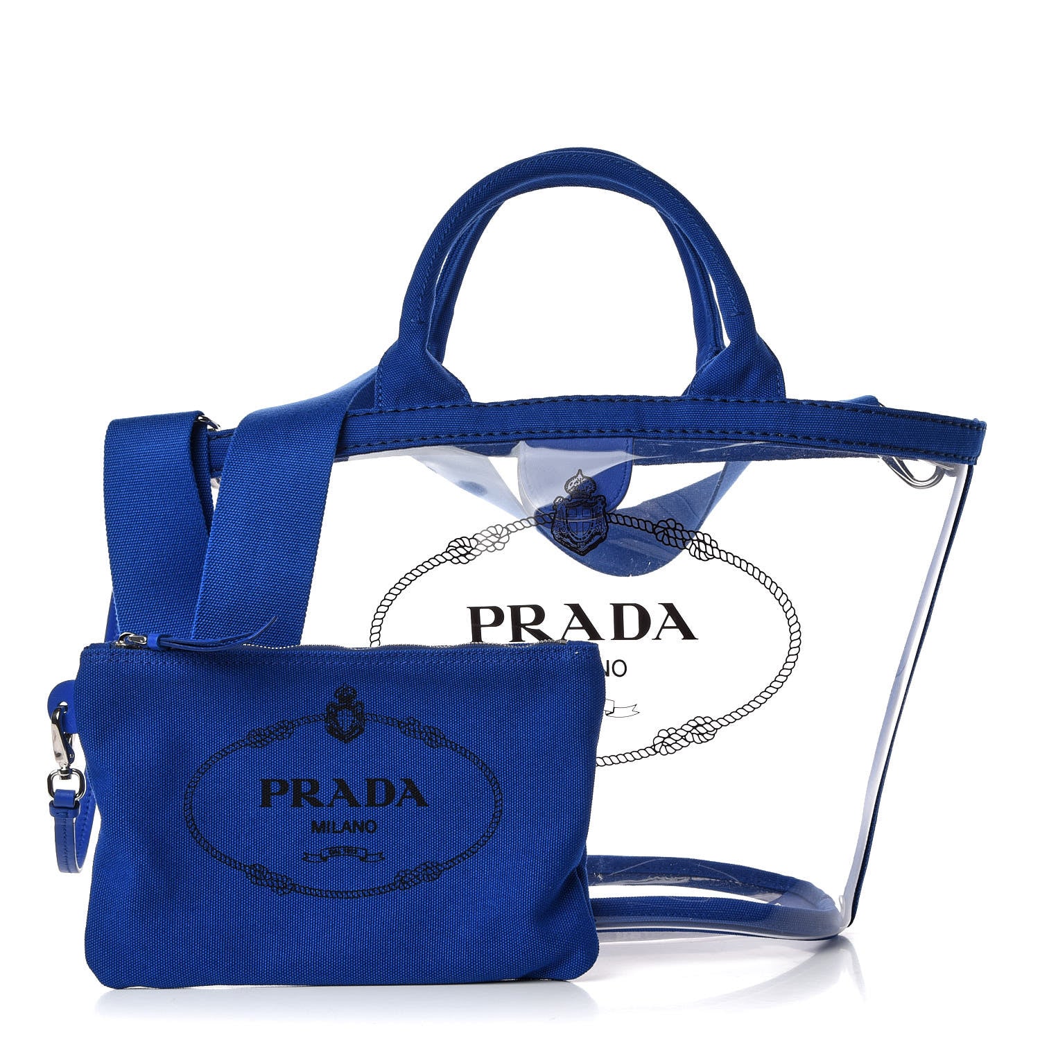 Prada Plexiglass Canapa Small Shopper Tote Cobalto 1 of 9