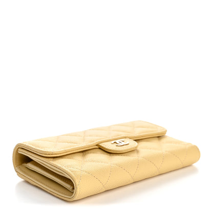 Chanel Caviar Quilted Medium Flap Wallet Light Yellow 4 of 8