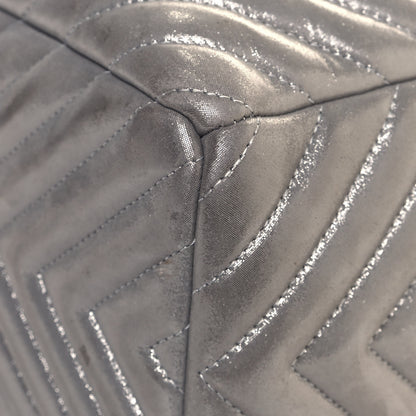 Chanel Iridescent Calfskin Chevron Small Urban Spirit Drawstring Bag Silver 9 of 17
