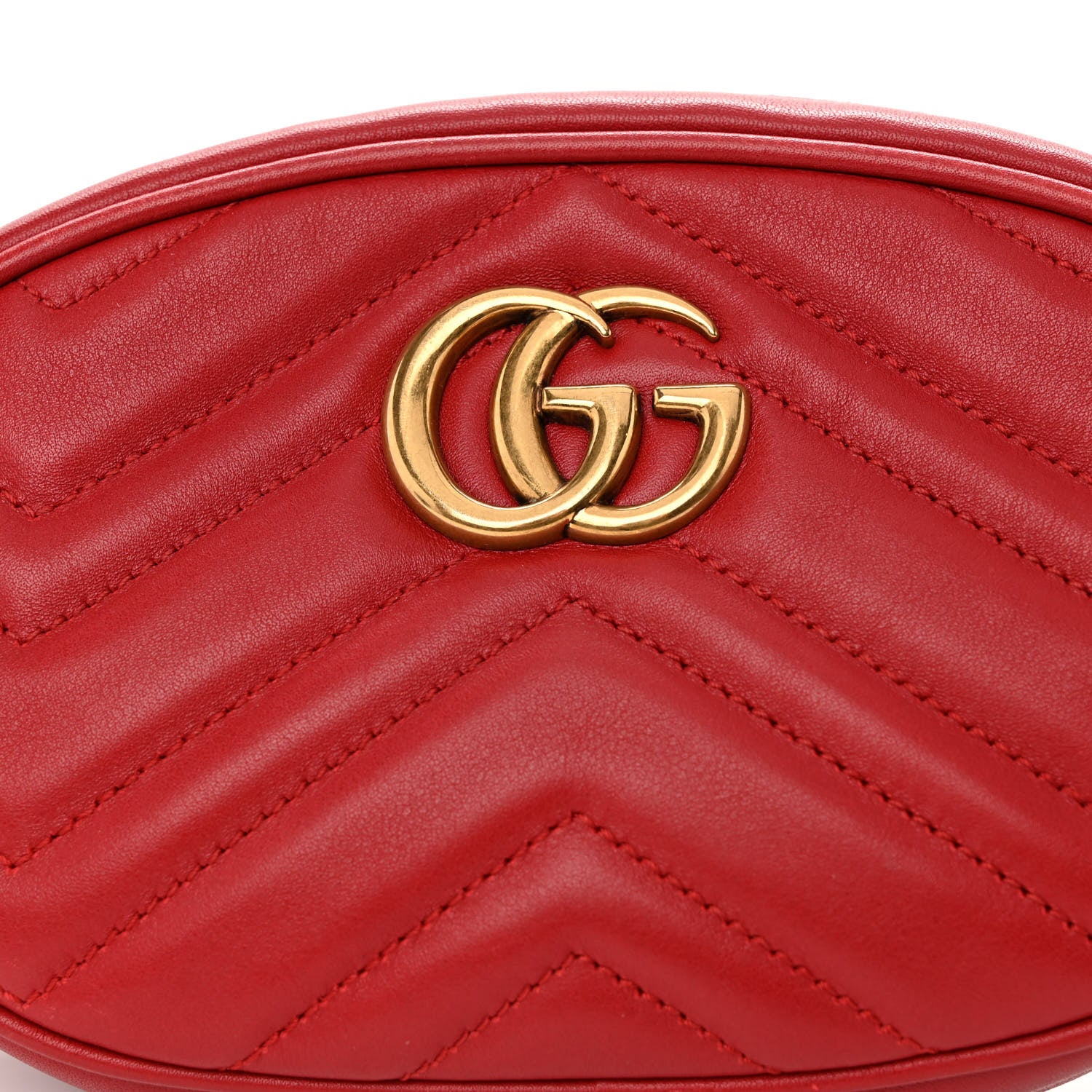 Gucci Calfskin Matelasse GG Marmont Belt Bag 95 38 Hibiscus Red 9 of 12
