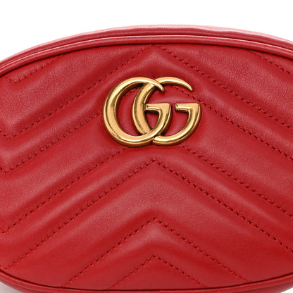 Gucci Calfskin Matelasse GG Marmont Belt Bag 95 38 Hibiscus Red 9 of 12