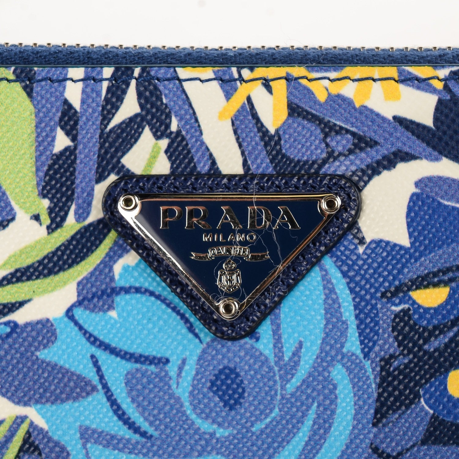 Prada Saffiano Floral Print Wristlet Bluette Dis Primule 5 of 8
