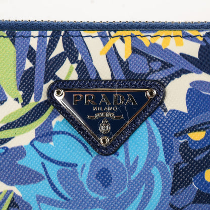 Prada Saffiano Floral Print Wristlet Bluette Dis Primule 5 of 8