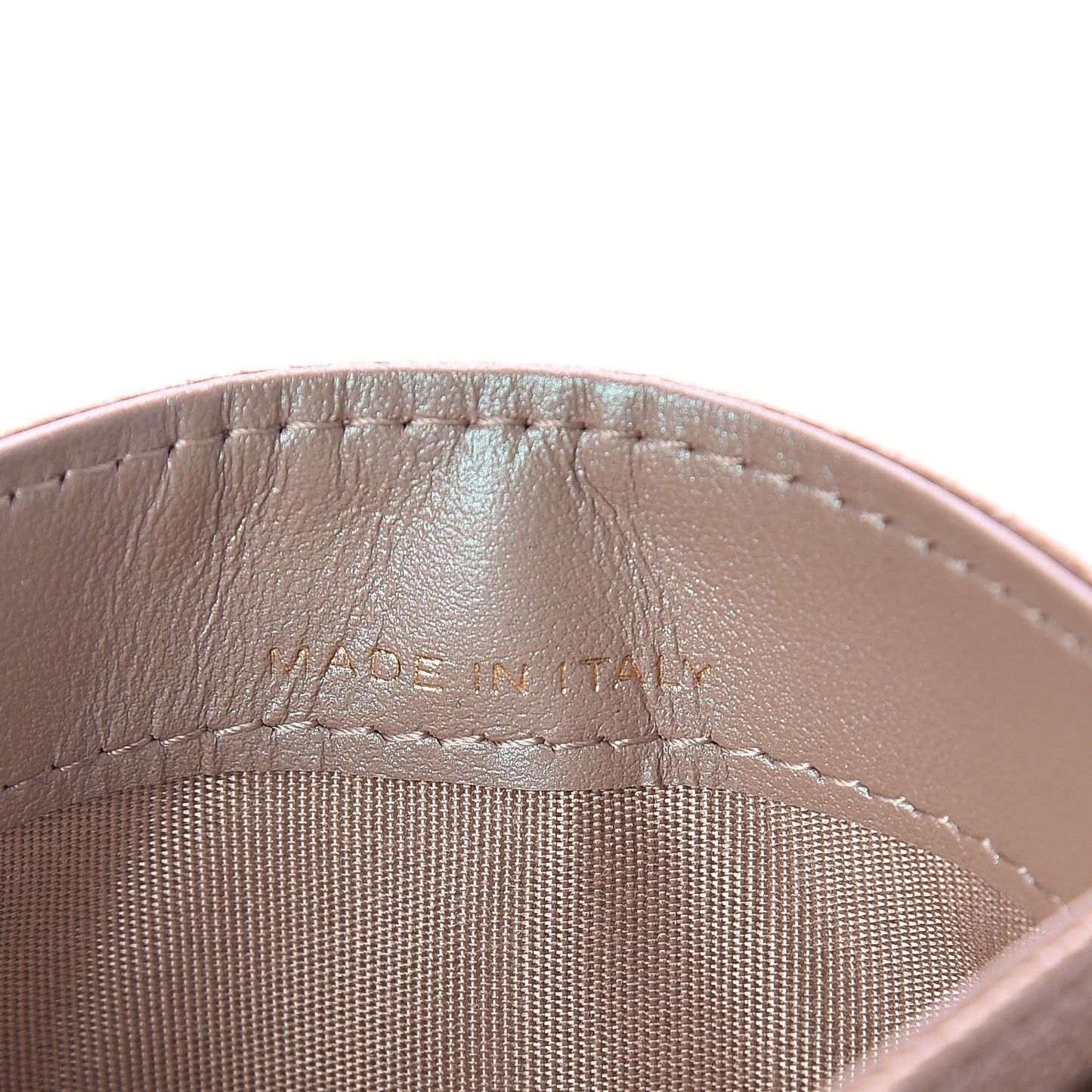 Iridescent Caviar Quilted Card Holder Beige