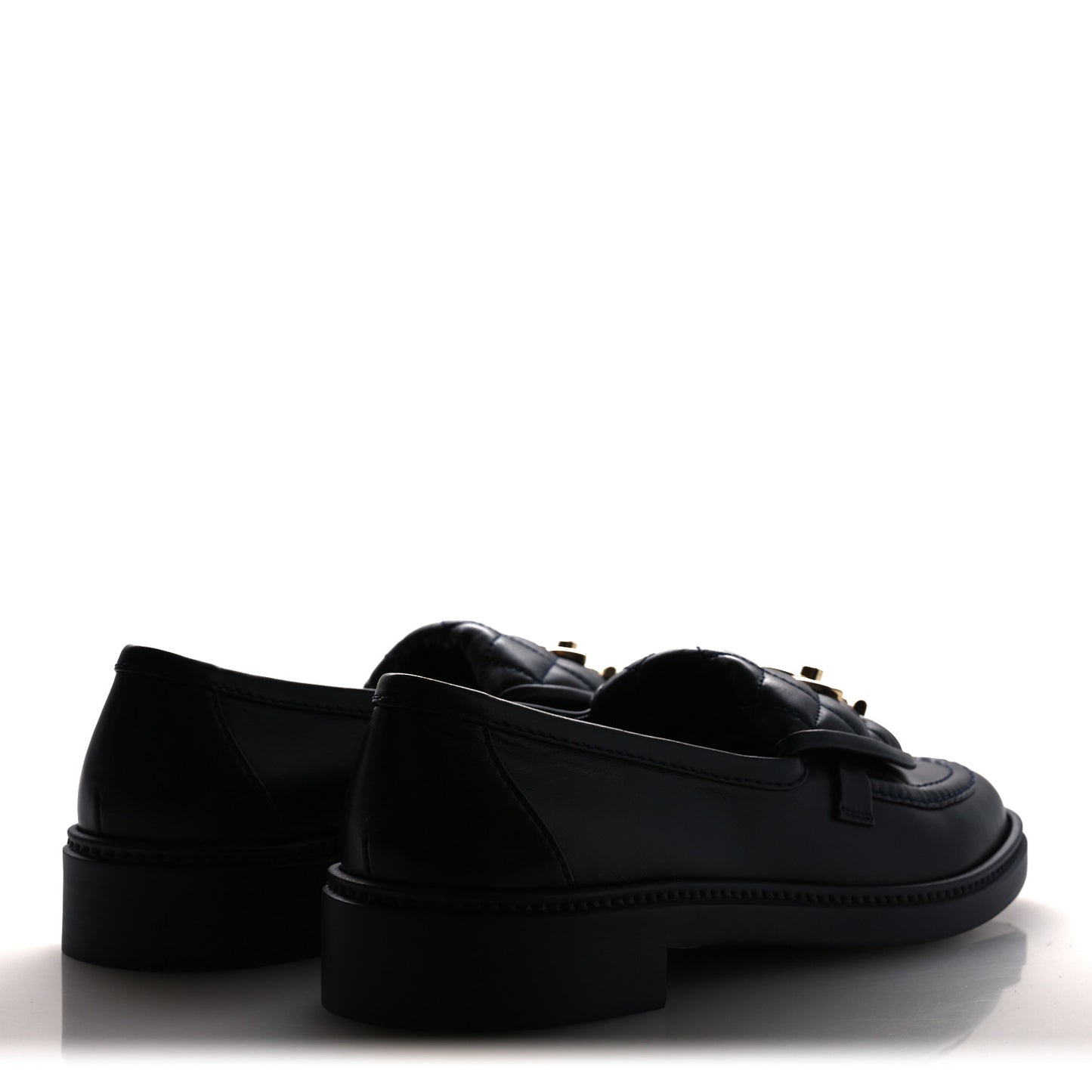 Lambskin Quilted CC Turnlock Loafers 39 Navy
