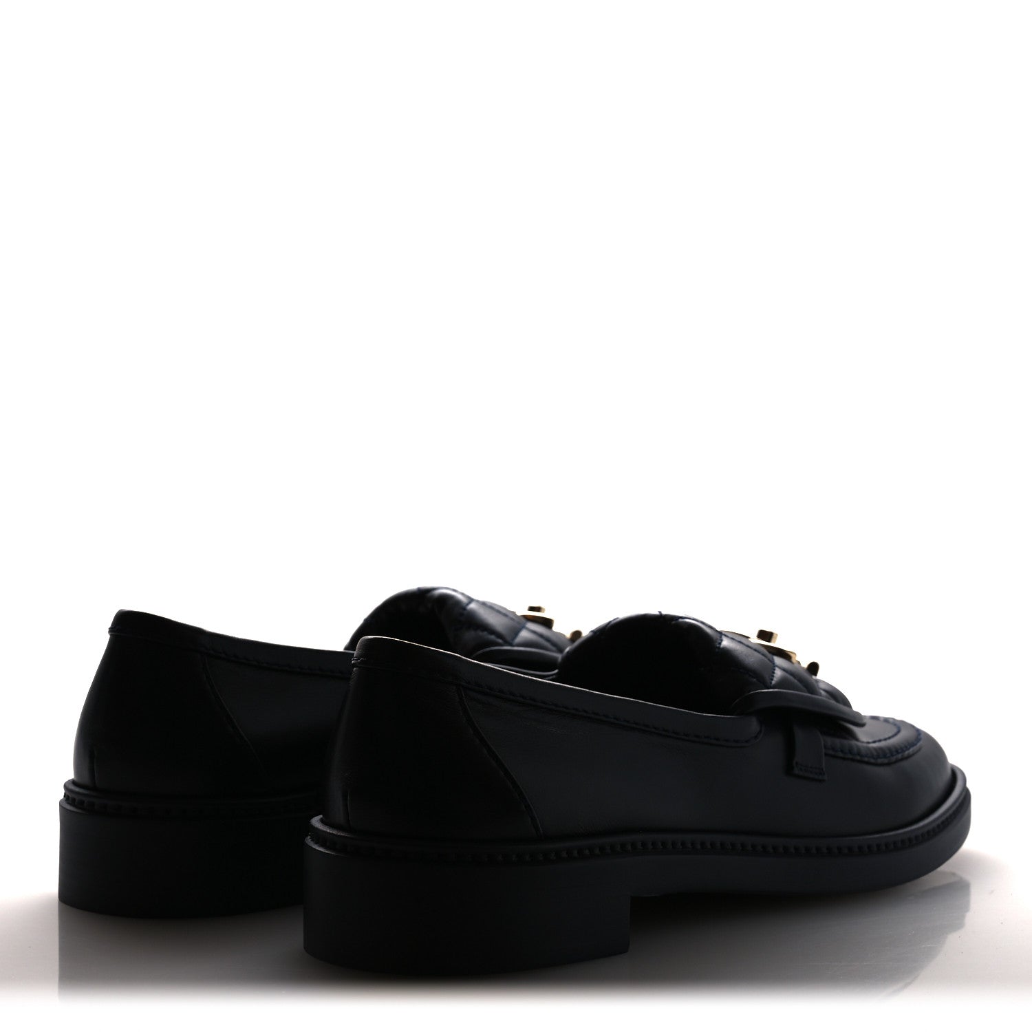Chanel Lambskin Quilted CC Turnlock Loafers 39 Navy 5 of 11