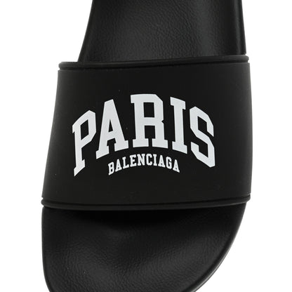 Balenciaga Rubber Paris Logo Womens Slide Sandals 37 Black 6 of 9