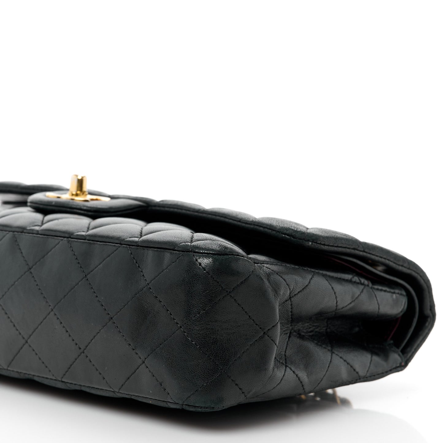 Lambskin Quilted Medium Double Flap Black