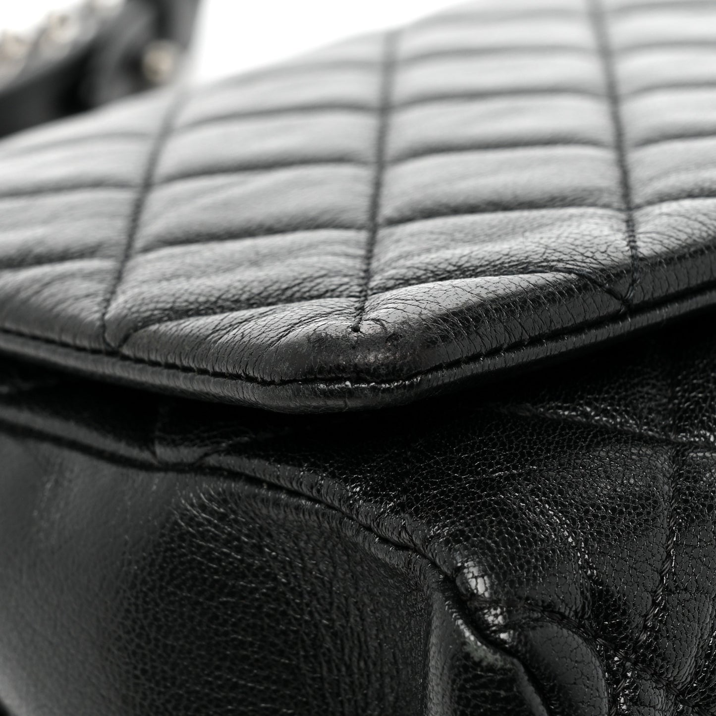 Goatskin Quilted Large City Rock Flap Black