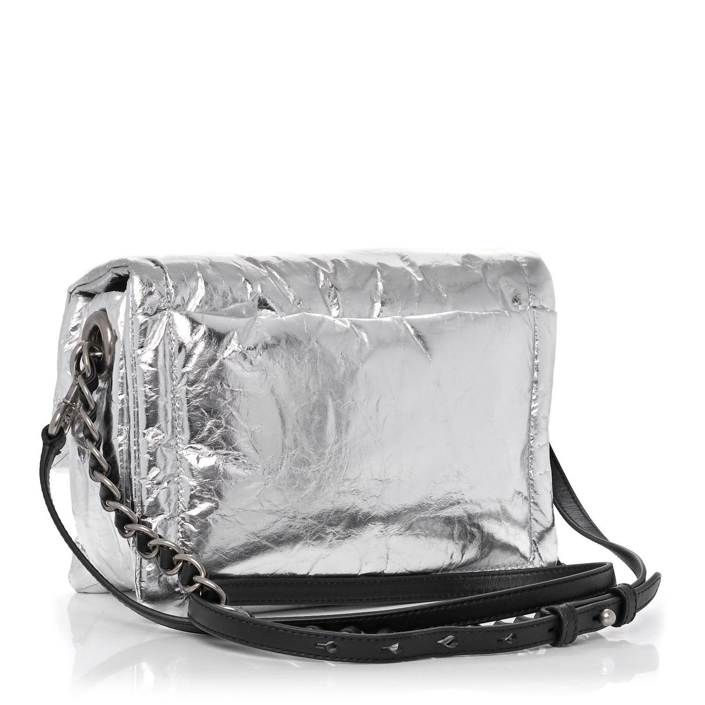 Metallic Lambskin The Pillow Bag Silver