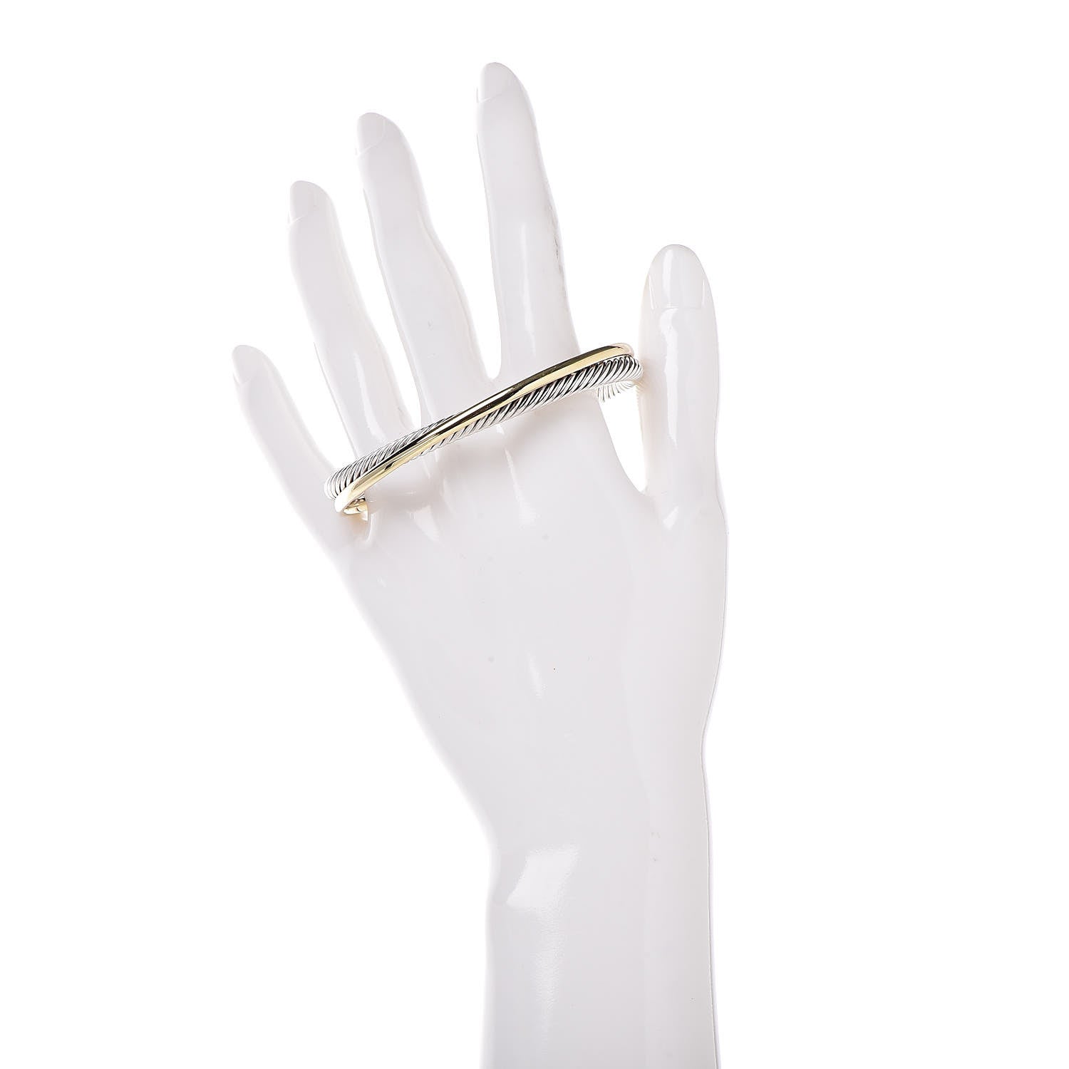 David Yurman Sterling Silver 18K Yellow Gold 5mm Crossover Cuff Bracelet 2 of 5