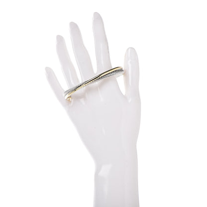 David Yurman Sterling Silver 18K Yellow Gold 5mm Crossover Cuff Bracelet 2 of 5
