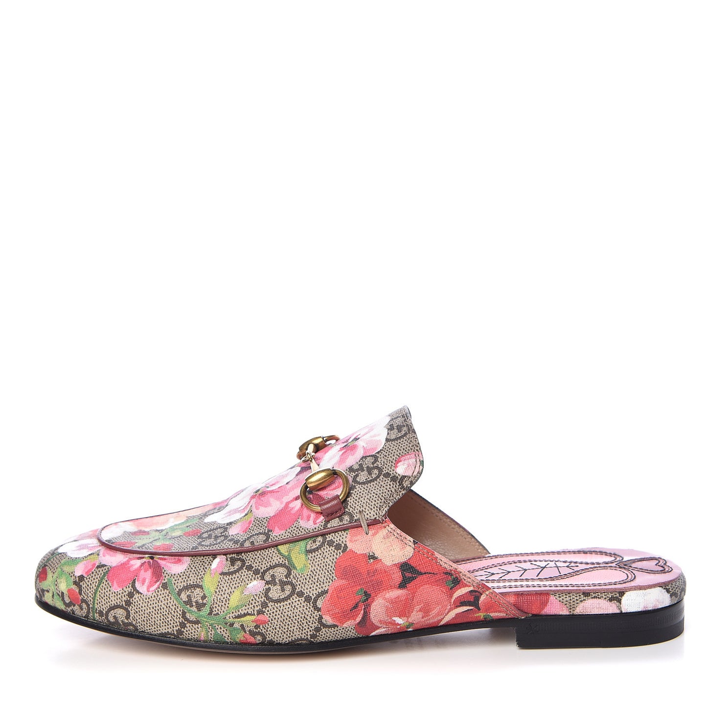 GG Supreme Monogram Blooms Womens Princetown Slippers 36.5 Beige Multicolor Dry Rose