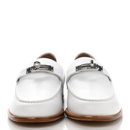 Hermes Calfskin Womens Destin Loafer 37 White 2 of 9