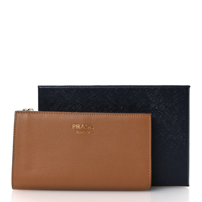 Prada Soft Calfskin Continental Zip Wallet Caramel 8 of 8