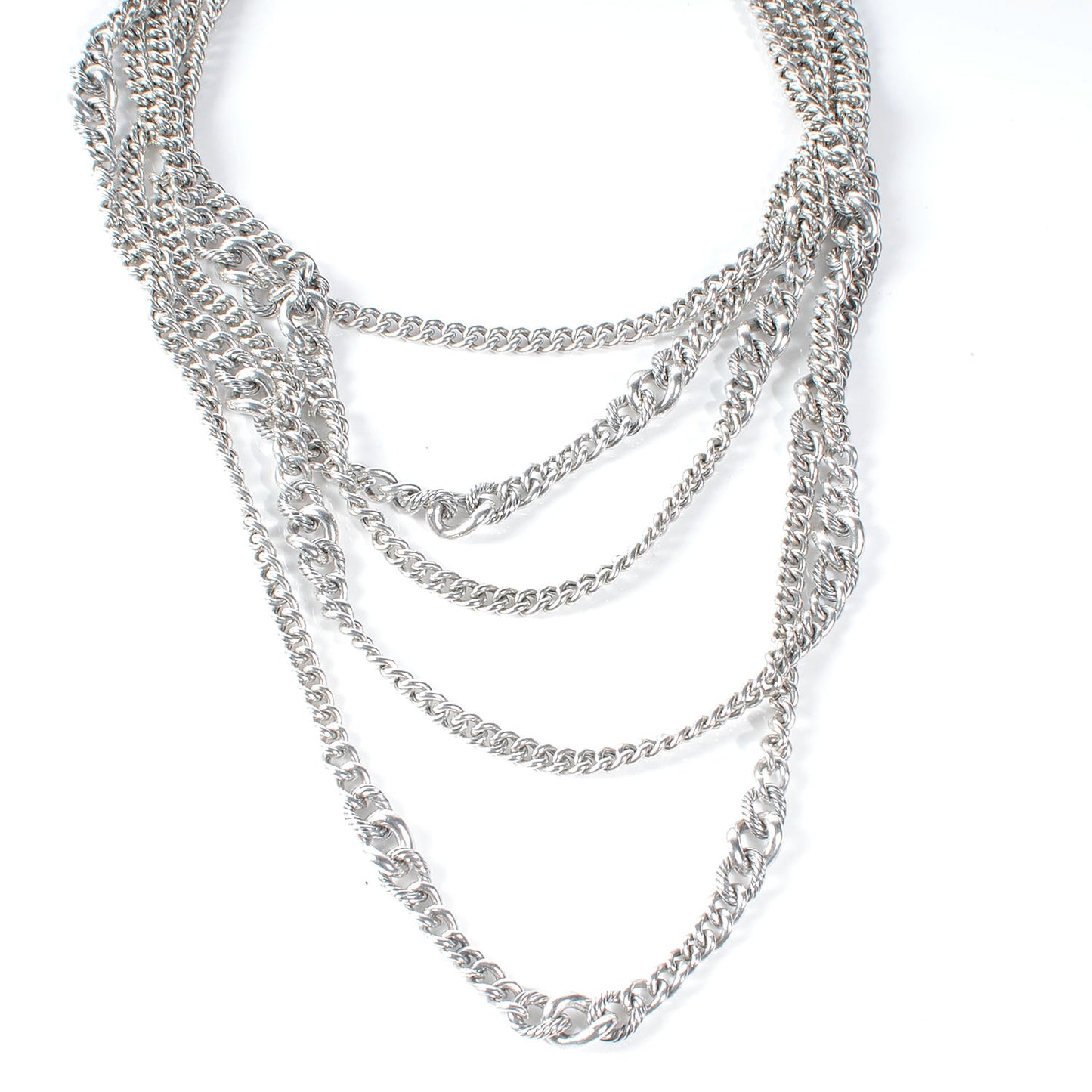Sterling Silver Five Row Curb Chain Necklace
