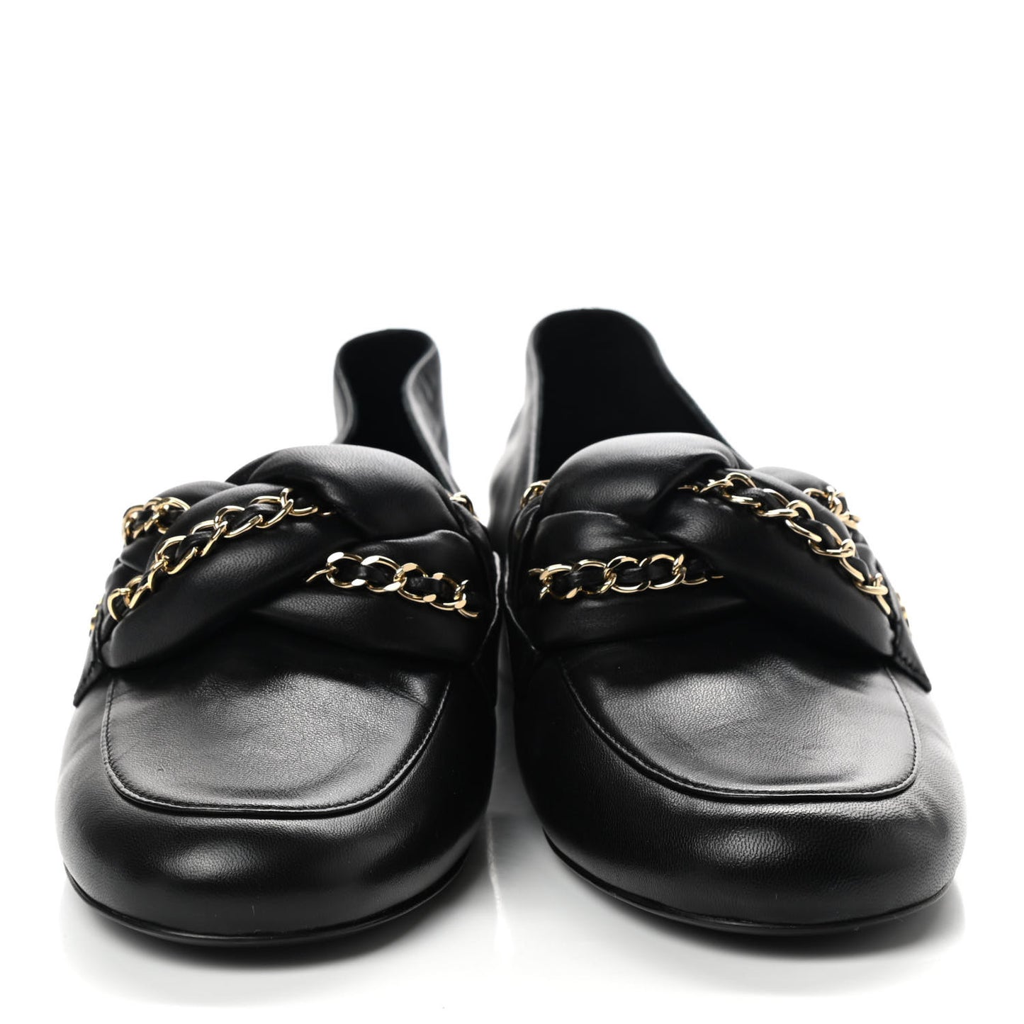 Lambskin CC Braided Chain Loafers 37.5 Black