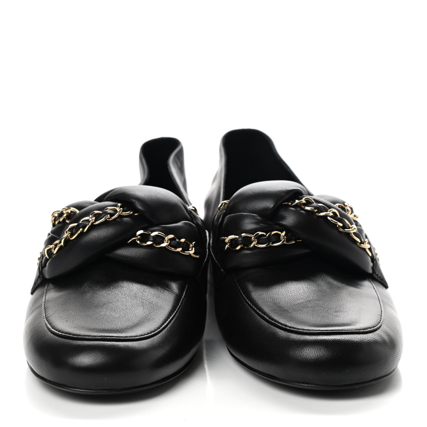 Chanel Lambskin CC Braided Chain Loafers 37.5 Black 2 of 12