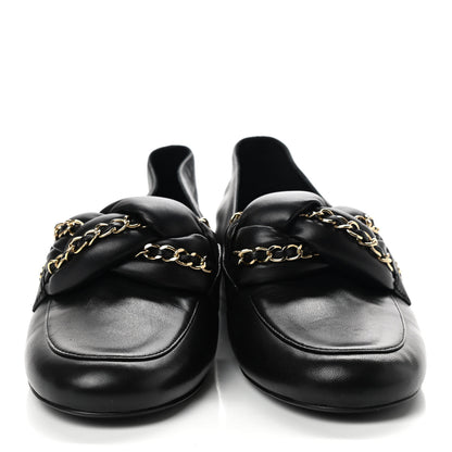Chanel Lambskin CC Braided Chain Loafers 37.5 Black 2 of 12