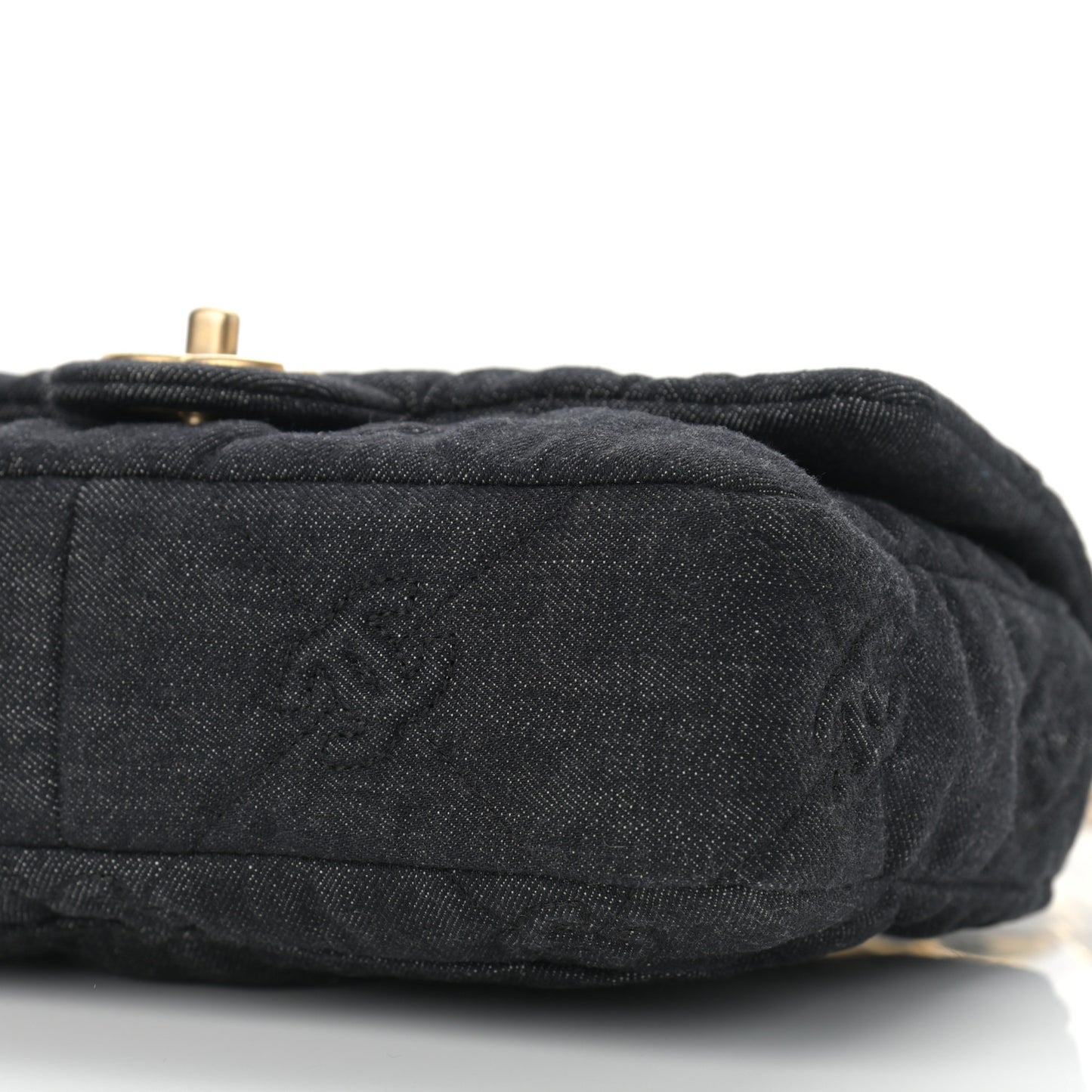 Denim Quilted Medium Funky Town Flap Black